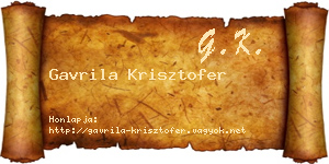 Gavrila Krisztofer névjegykártya